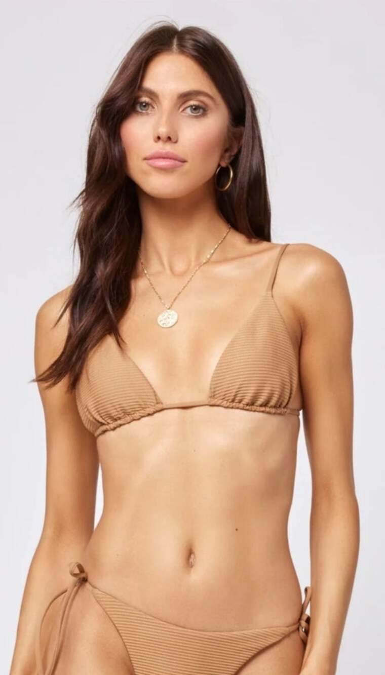L*Space Brittany Triangle Bikini Top in Camel Brown Size Small NWT